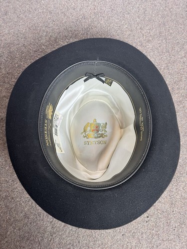 Stetson The Sovereign Chatham Fur Felt Temple Fedora Hat Black 7 1/8 Oval NIB - Picture 11 of 17
