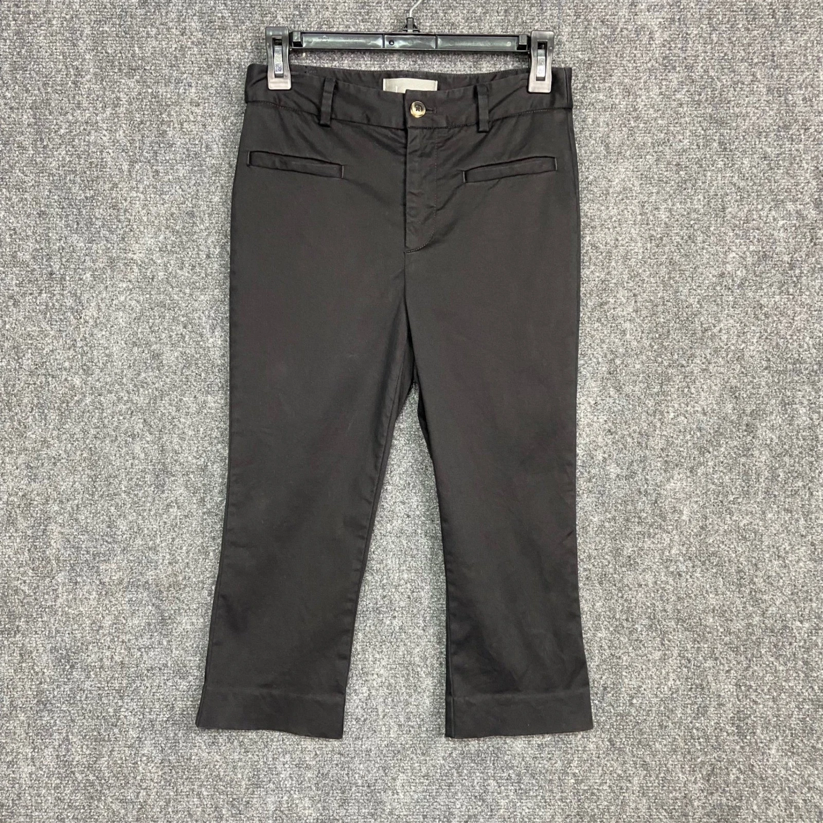 Anthropologie Black Cropped Flare Capri Pants Women's US 0 Casual High Rise