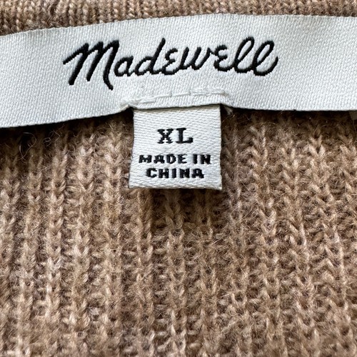 MADEWELL Sweater Womens X-Large Tan Ruffle Neck Merino Wool Alpaca Pullover - Picture 7 of 12