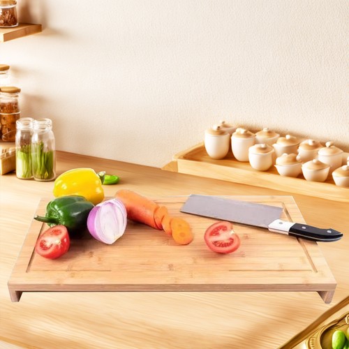 Set of 2 Bamboo Chopping Board Induction Ceramic Hob Cover Worktop Saver UK - Picture 8 of 14
