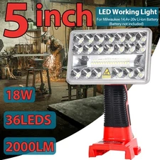 Portable LED Work Light for Milwaukee 18V Lithium Battery 18W 2000LM Flashlight