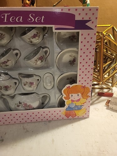 Set da tè retrò 17 pezzi in fine porcellana - Foto 3 di 7