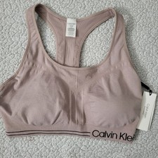 Calvin Klein Performance Glittery Pinkish Sports Bra Racerback Pullover Wireless