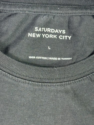Saturdays NYC Mens Large T-Shirt Black Yellow Logo Graphic Casual - Picture 2 of 4
