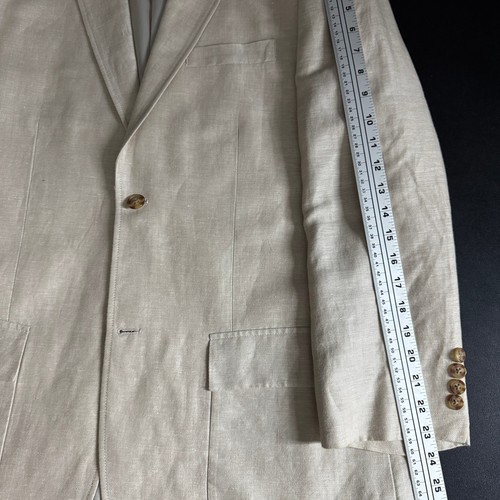 Perry Ellis Linen Suit Classic Fit Two Button Linen Beige 42R 35W - Picture 9 of 17