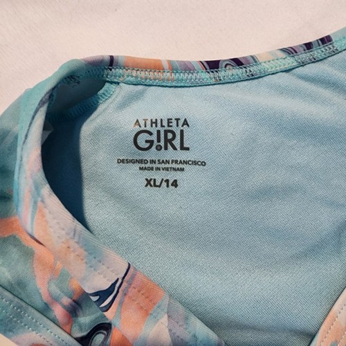 Athleta Girl Swimsuit Two Piece High Waisted Marble Print XL - Picture 4 of 4