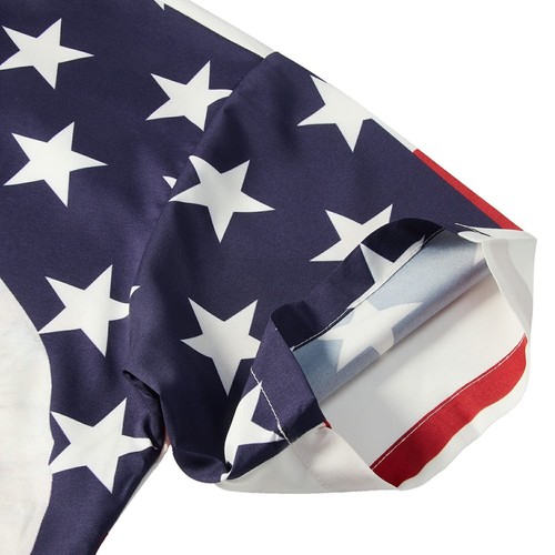 Independence Day American Flag Shirt Men Short Sleeve Button Down Shirts Patr... - Picture 6 of 6