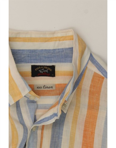 PAUL & SHARK Mens Shirt Size 42 Large Multicoloured Striped Linen DJ36 - Picture 3 of 3