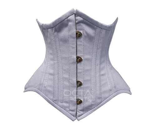Women's Heavy Duty Double Steel Boned Waist Trainer Cotton Underbust Corset - Picture 14 of 26
