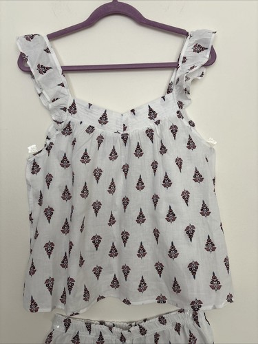 Joie Damen Pyjama Set Baumwolle 2-teilig Größe M Neu mit Etikett Blumenmuster - Bild 6 von 9