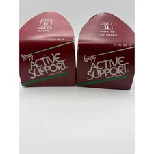 Leggs Active Support Pantyhose Sheer Toe Size B Taupe Off Black Hanes Vintage 90