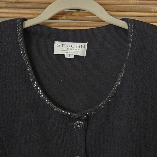 Vintage St. John Evening by Marie Gray Black Paillettes Buttons Jacket 8 READ - Picture 5 of 17