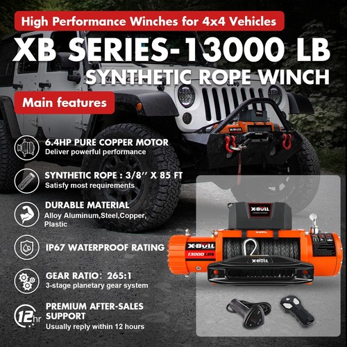 X-BULL Electric Winch 10000LB 12000LBS 13000LBS 14500LBS 4WD Trailer Jeep Winch - Picture 74 of 132