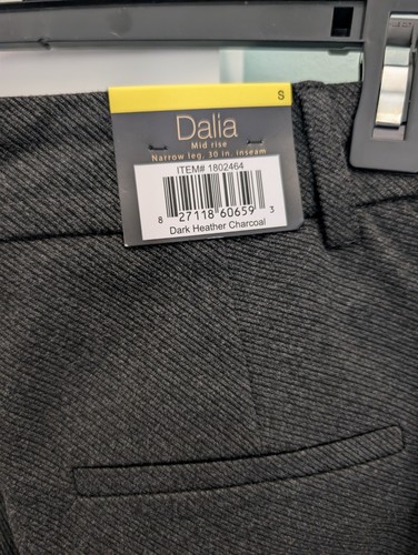 Dalia Women's Built-In Tummy Control Mid Rise Pant Dark Heather Charcoal (S) - Picture 6 of 8
