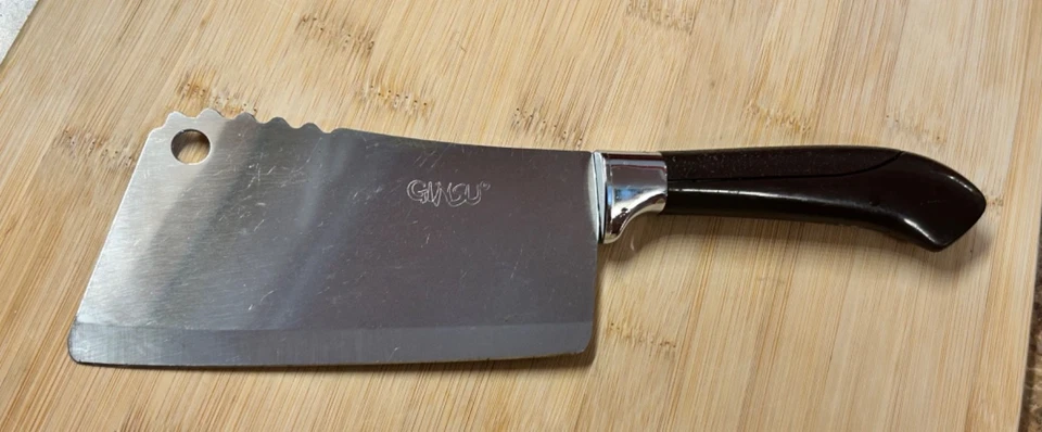 Cuchilla de carnicero de acero inoxidable vintage Ginsu de 5" mango marrón clásico Foto 2 de 3