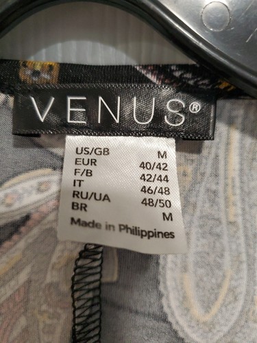Venus dunkle Paisley/Blumenmuster Wickelbluse Langarm Schnalle Akzent Größe M - Bild 4 von 8
