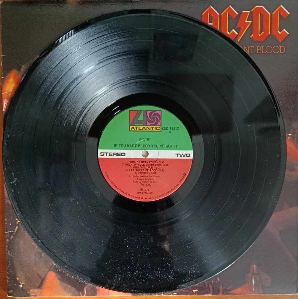 AC/DC 1978 Album 33 Giri Vinile - IF YOU WANT BLOOD - ATLANTIC - MADE IN CANADA  - Immagine 4 di 4