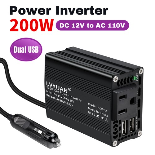 200W Car Power Inverter DC 12V to AC 110V Converter Inverter w/USB Fast Charging - Picture 23 of 29