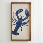Blue Lobster Coastal Wall Sign Wooden Frame Home Decorative Collectible