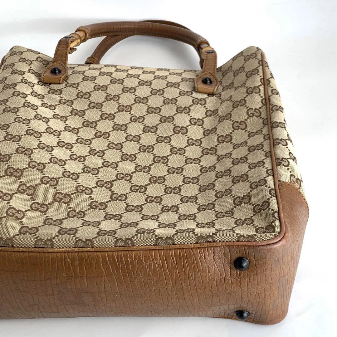 Sac fourre tout Gucci Gg toile bambou beige luxe sac à main créateur accessoires