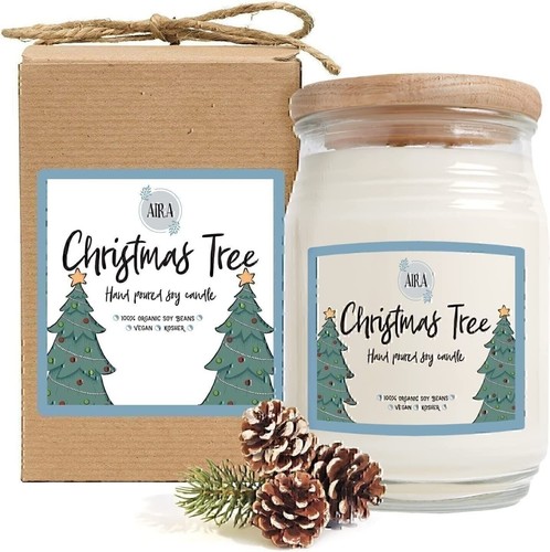 Vela de soja árbol de Navidad Aira hecha a mano orgánica, con aceites esenciales - Imagen 3 de 7