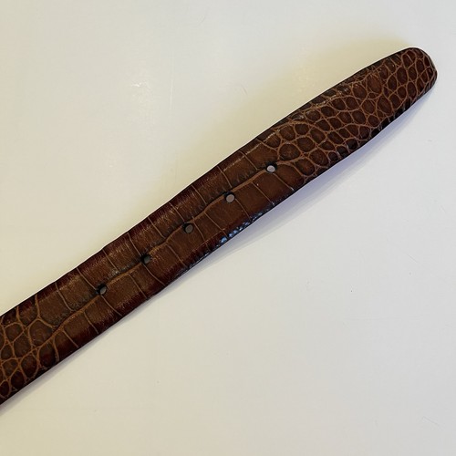 Martin Dingman Alligator Grain Italian Calfskin Belt Mens 42 Brown Leather Brass - Picture 7 of 14