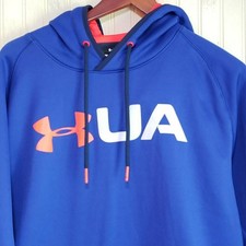 Under Armour Hoodie Mens Small Blue UA Logo Storm 1 Fleece Pullover Top