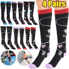 4 Pairs 20-30 mmHg Compression Socks Graduated Support Pain Relief Mens Womens