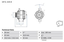 FITS MERCEDES-BENZ A-CLASS A 160 ALTERNATOR 0 986 081 040 BOSCH