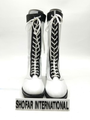 Handmade white Wrestling Boots, Pro Wrestling Shoes, Leather Wrestling Boots