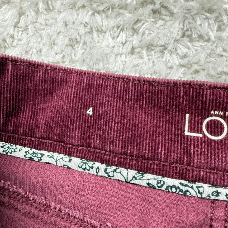 Ann Taylor LOFT 灯芯绒裙女式 4 栗色迷你学院波西米亚学院复古 — 第 4/4 张图片