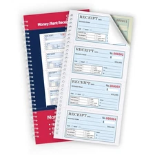 Money and Rent Receipt Book with Cardboard Insert,2-Part Carbonless,5.3”x11.2...