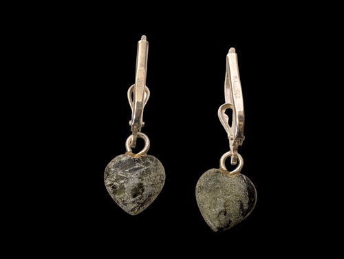 Orecchini pendenti goccia cuore pietra naturale argento sterling 925 1" - Foto 3 di 5