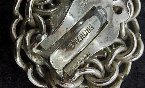 Vintage Mid Century Modern Binder Brothers Sterling Clip Ohrringe - Bild 5 von 6