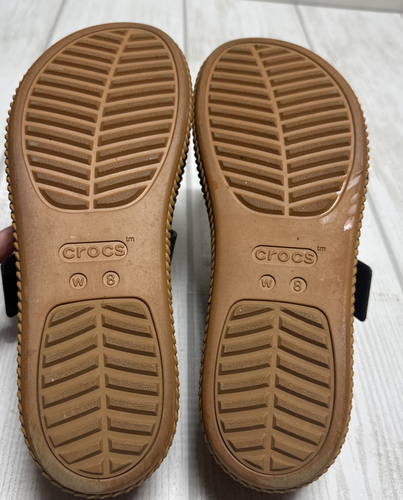 Sandalias Crocs Brooklyn Tejidas Hebilla Negras Cuña Baja Slides Para Mujer Talla 8 - Imagen 9 de 9