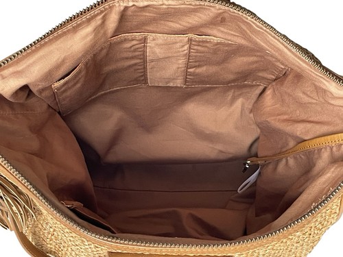 HOBO Sheila Large Natural Raffia Leather Satchel Crossbody Bag NWT - Picture 17 of 24