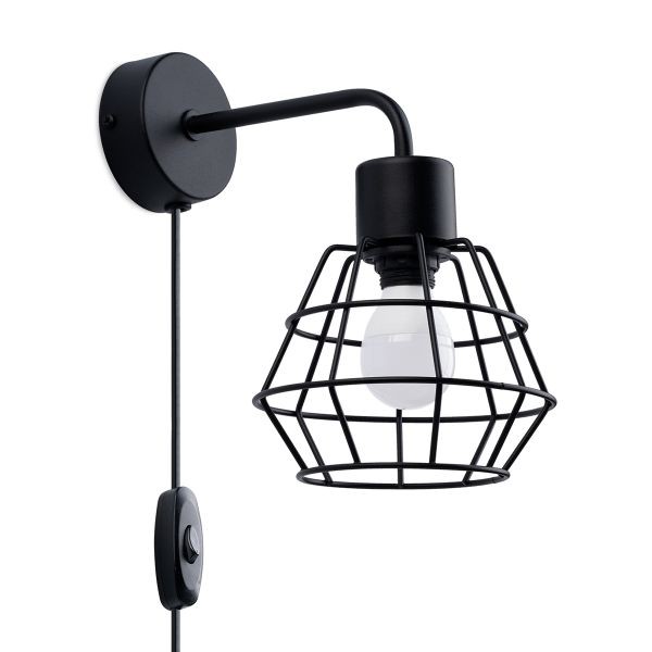 Applique acier noir E14 Suba 1 pour luminaire intérieur mural moderne