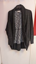 Max Studio Weekend large dark grey heather cocoon open sweatshirt with pockets