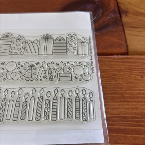 Neue hübsche rosa schicke GEBURTSTAG Bordüren Clear Stamps - Bild 5 von 6