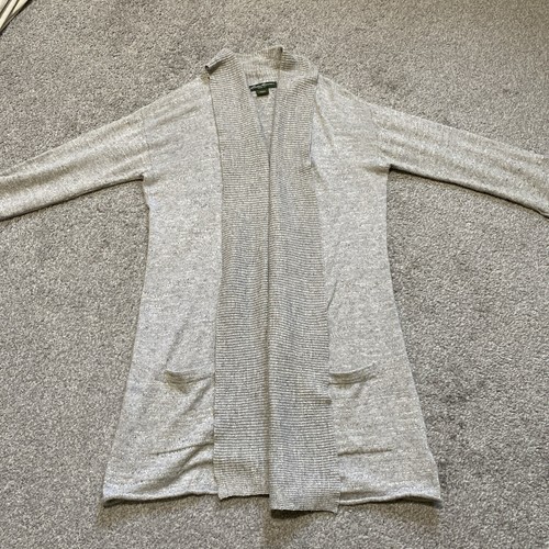 Cárdigan Eddie Bauer Otoño S Frente Abierto Chal Bolsillos Pestaña Enrollable Slv Largo Gris - Imagen 7 de 13