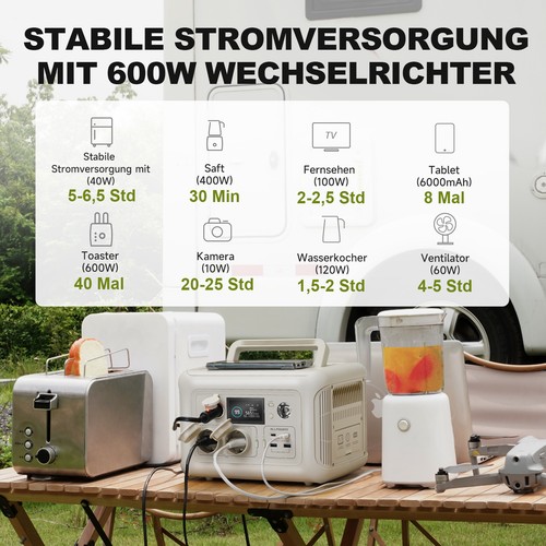 ALLPOWERS 600W Tragbare Powerstation Solargenerator für Camping 230V - Bild 2 von 8