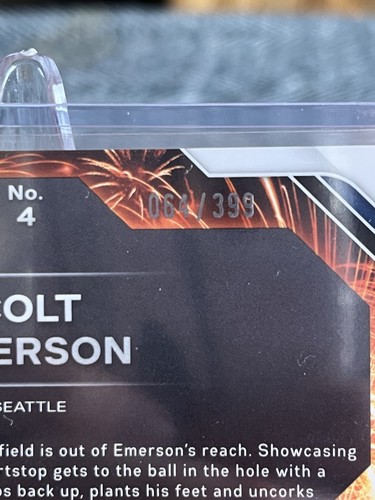 Colt Emerson /399, Orange Prizm Fireworks, 2024 Panini Prizm, Seattle Mariners - Bild 3 von 3