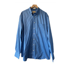 Eddie Bauer Men  s Blue Small Check Button-Down Dress Shirt Tall XLT