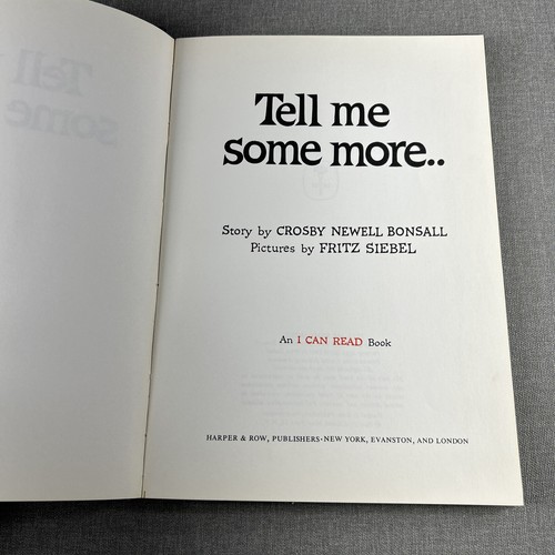 Tell Me Some More by Crosby Newell Bonsall Hardcover 1961 Hardcover Book Harper - Picture 4 of 7