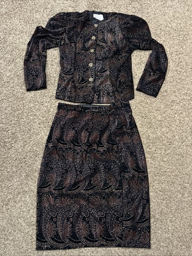 Scott McClintock Blazer & Skirt Set Acetate Blend Button Up Felt Size 14 - 第 1/6 張圖片