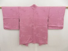 5709T01z580 Vintage Japanese Kimono Silk HAORI Wave Dull pink