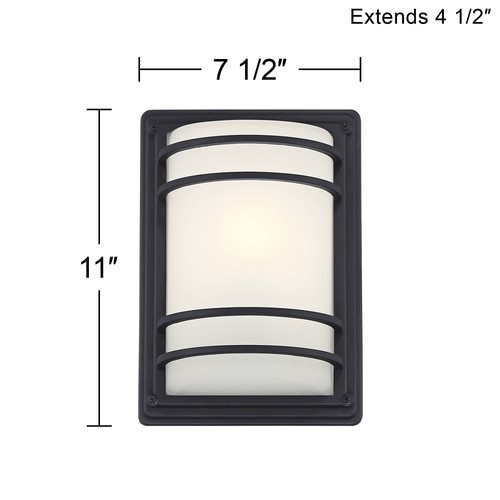 Habitat 11" Black and Frosted Glass Outdoor Wall Lights Set of 2 - Picture 4 of 9