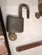 Antique Vintage Corbin Padlock Lock - With 1 Key
