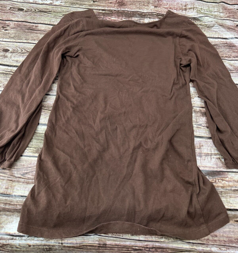 Old Navy Women's Brown V-Neck Top Shirt With 3/4 Elastic Cuff Sleeve Size Medium - Picture 2 of 3