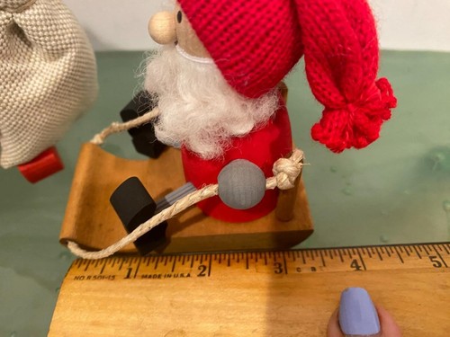 Tomte Sweden Ljungstrom Vintage Lot 3 Santa Wichtel Mini Weihnachtsdeko Ski, Schlitten Set - Bild 8 von 13